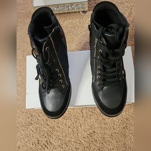 Aldo Black Sneakers with Gold Details